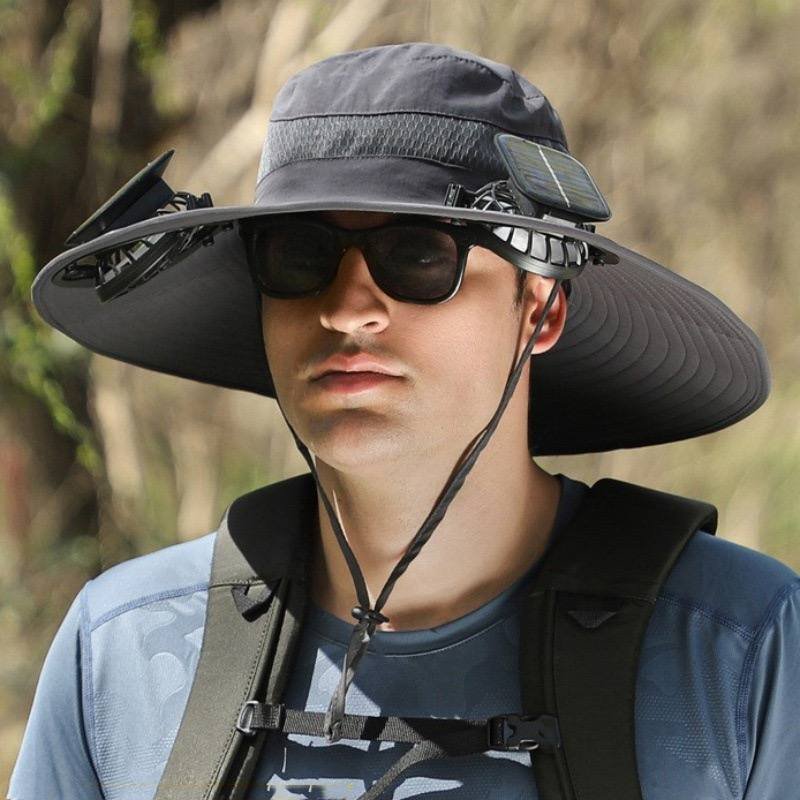 Solar energy + usb fan hat