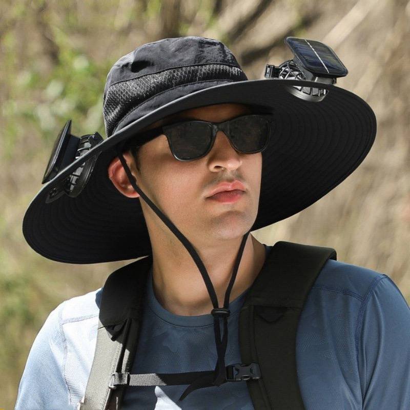 Solar energy + usb fan hat