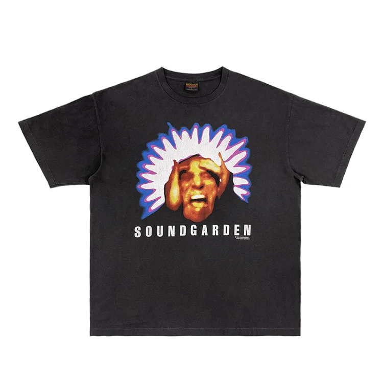 Vintage Soundgarden band breathable print loose short-sleeved T-shirt