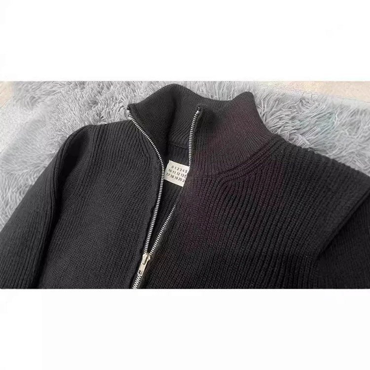 Margiela all wool version high collar zipper cardigan sweater jacket