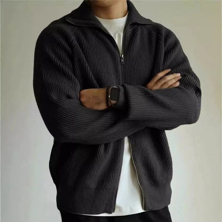 Margiela all wool version high collar zipper cardigan sweater jacket