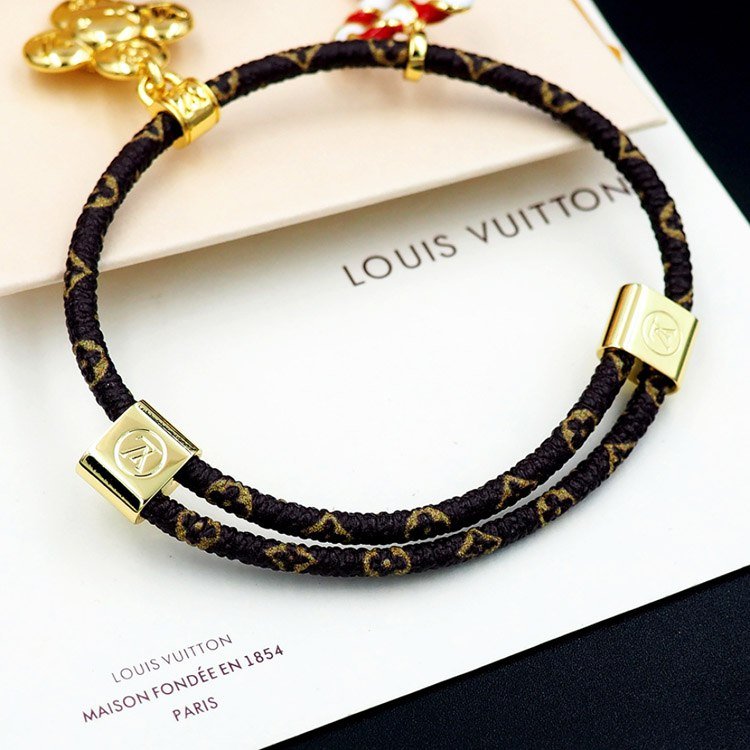  Louis Vuitton LV cord hanging mascot heart-shaped candy cane bracelet