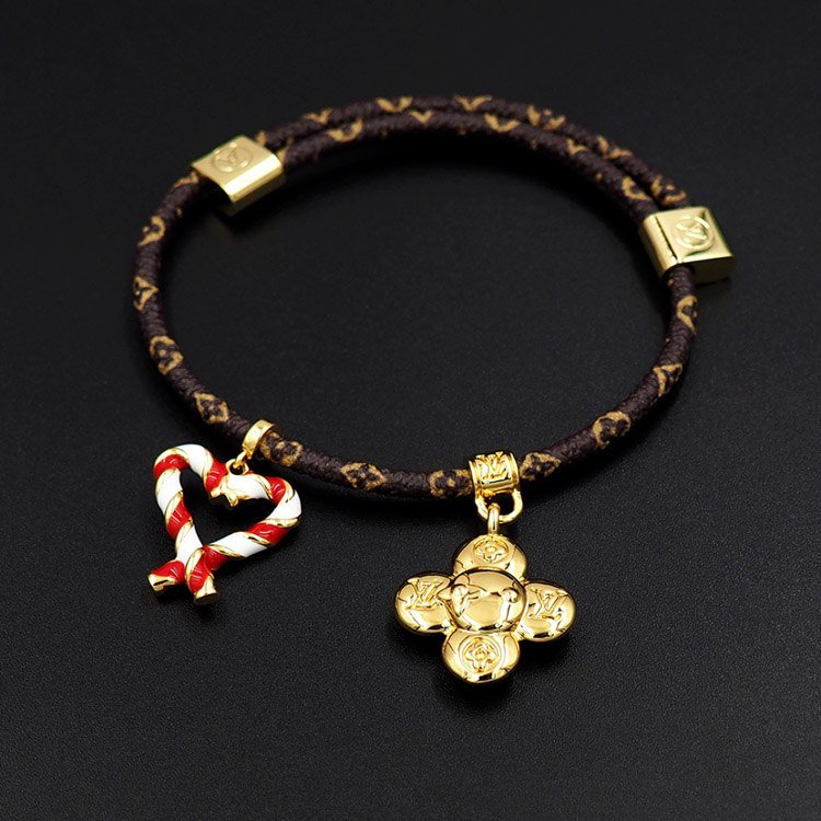  Louis Vuitton LV cord hanging mascot heart-shaped candy cane bracelet